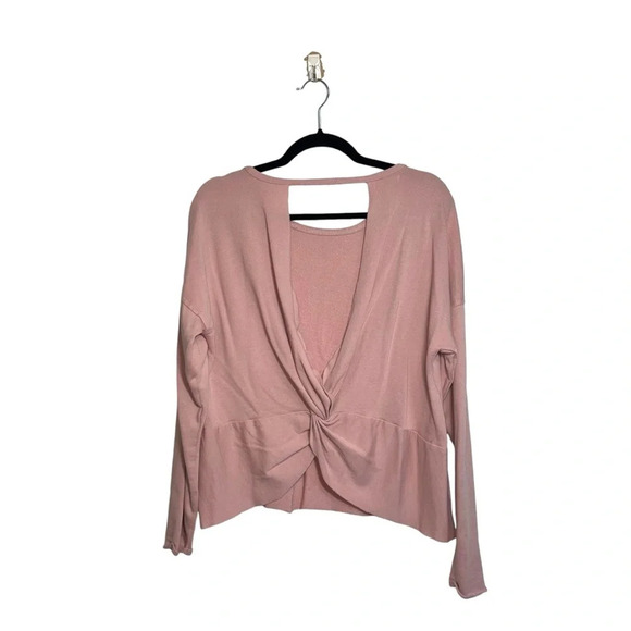 Maurices Light Pink Open Twist Back Crew Neck Sweatshirt Medium Women’s - Picture 5 of 11